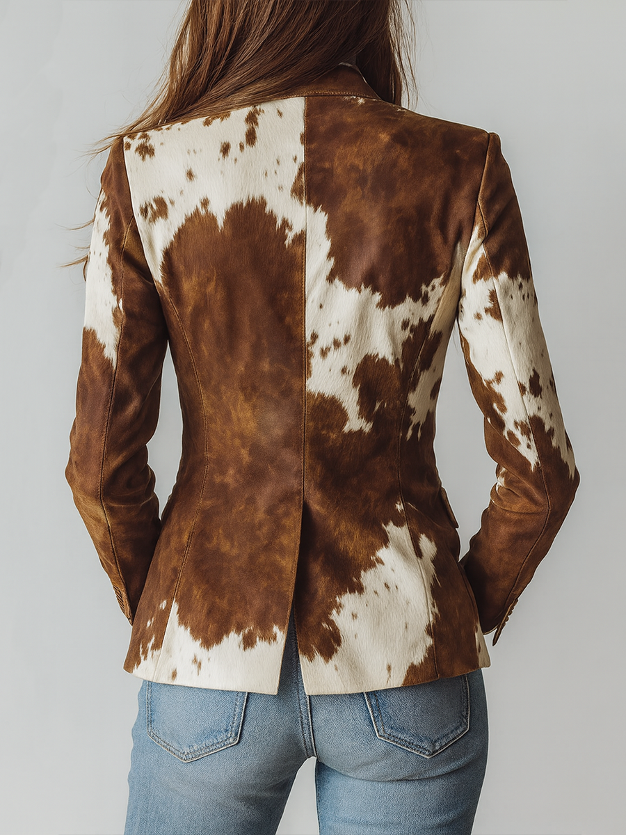 Ana | Blazer vintage con estampado de vaca, ecológico