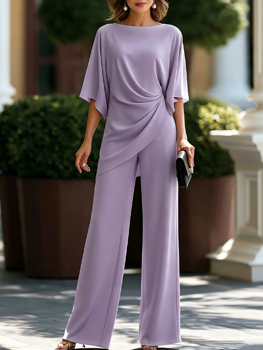 Gabriela | Conjunto de blusa drapeada y pantalones anchos