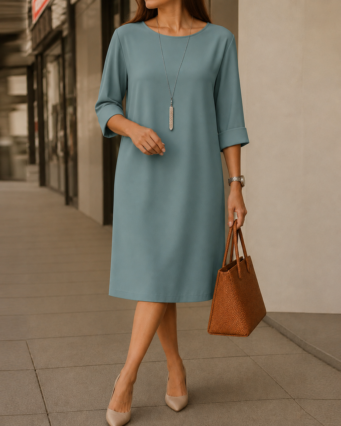 Sabrina | Vestido midi fluido con efecto de vientre plano