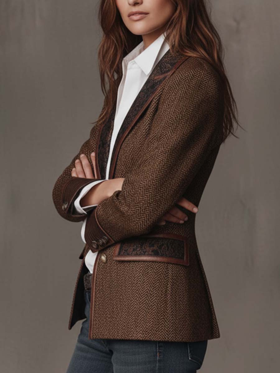 Mariana | Blazer con inserciones y estampado en espiga