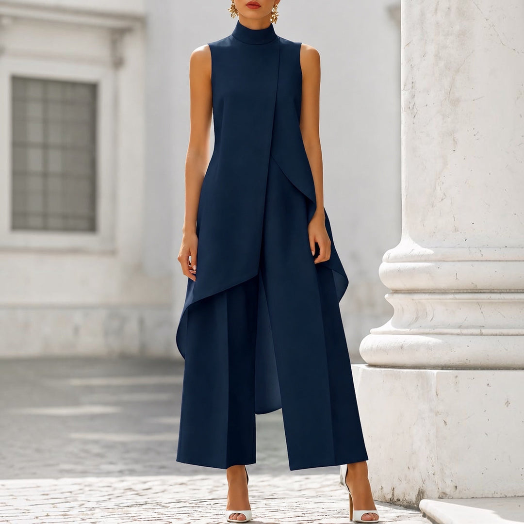 Valentina | Conjunto elegante con top drapeado y cuello alto