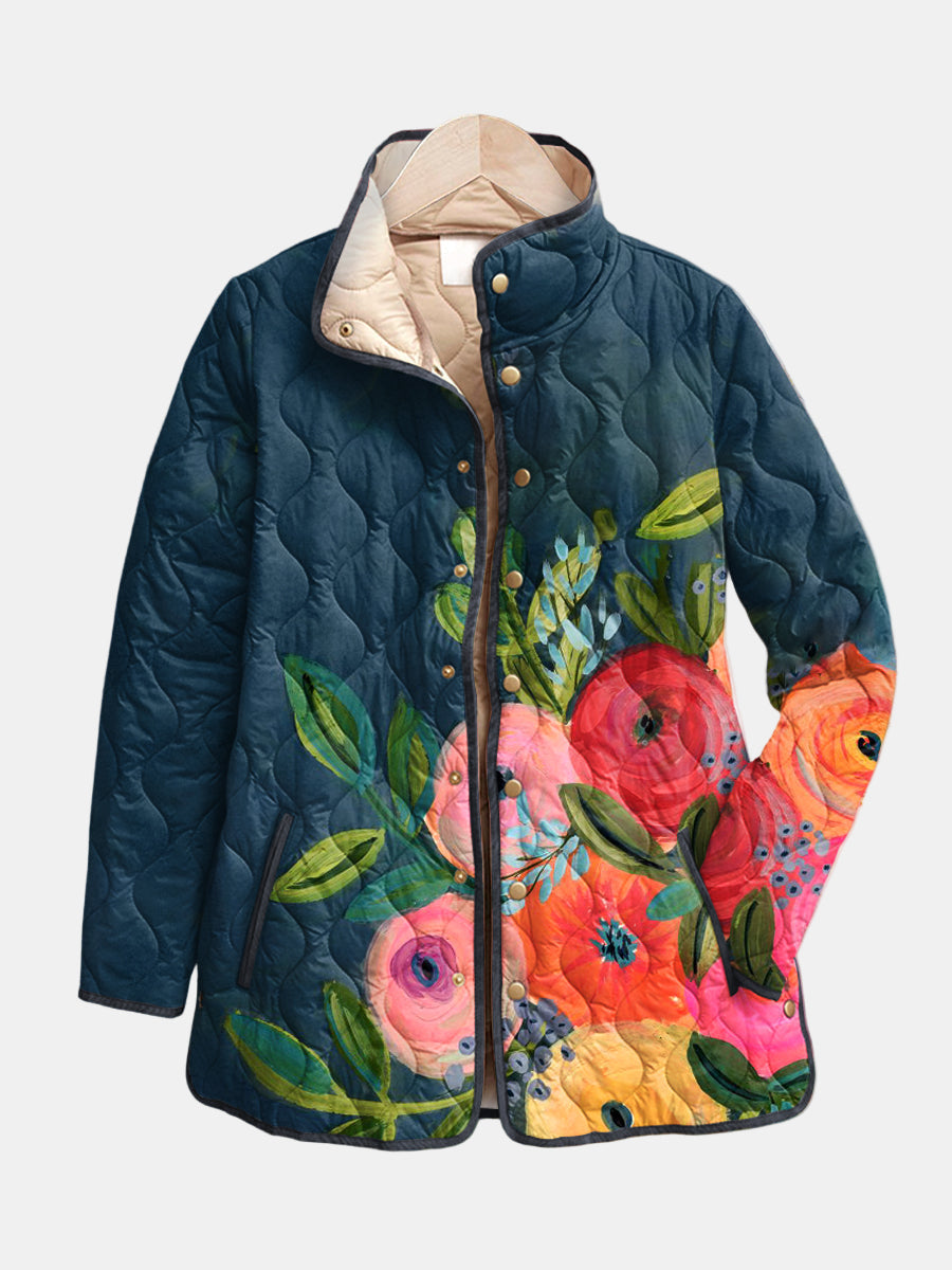 Camila | Chaqueta acolchada con flores pintadas