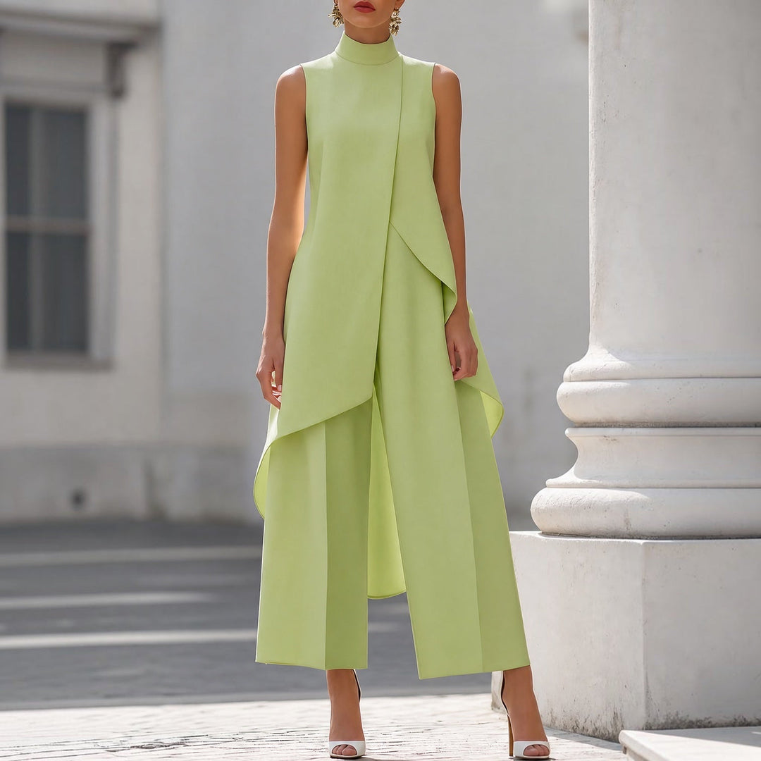 Valentina | Conjunto elegante con top drapeado y cuello alto
