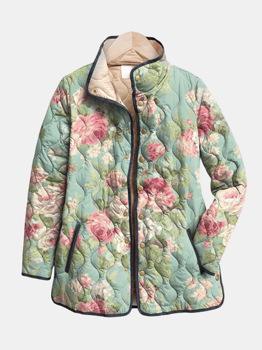 Maria | Chaqueta acolchada rosas claras de estilo antiguo