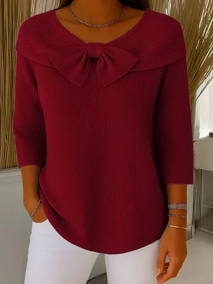 Teresa | Jersey con lazo y cuello redondo