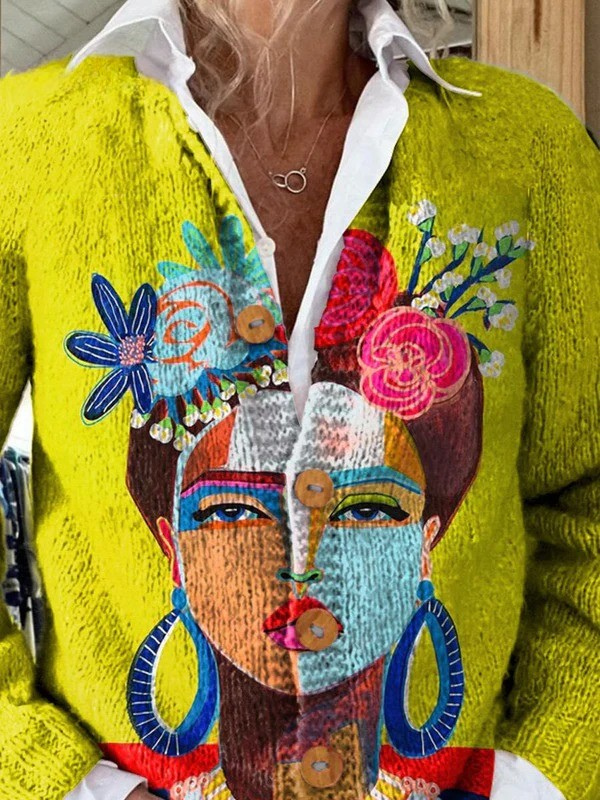 Daniela | Cuadro, retrato, lámina artística, chaleco de botones