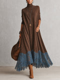 Amparo | Vestido largo con efecto ante y bajo de encaje