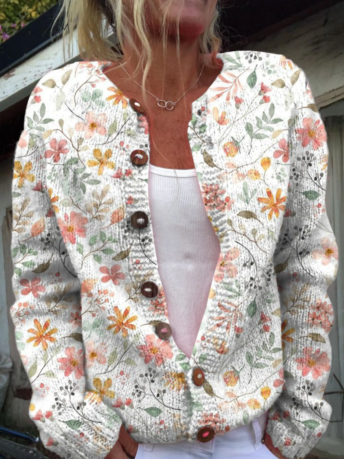 Domenica | Chaleco con botones y estampado de florecitas frescas