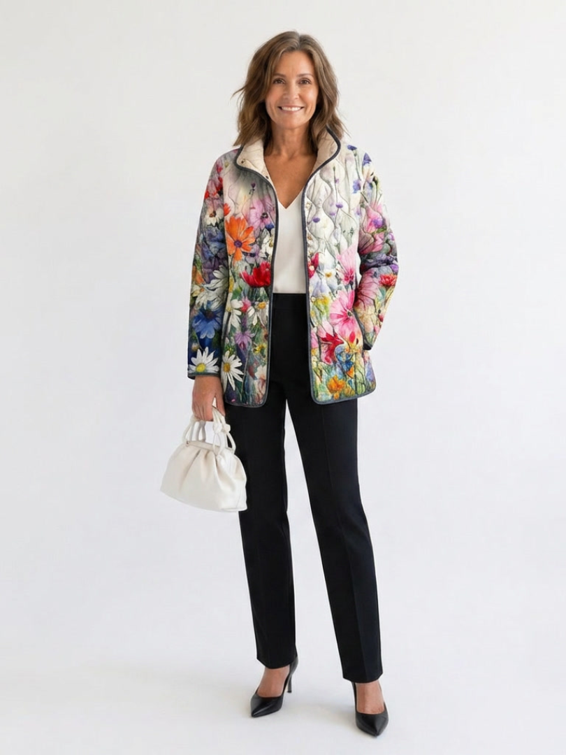 Nuria | Chaqueta acolchada con flores del campo