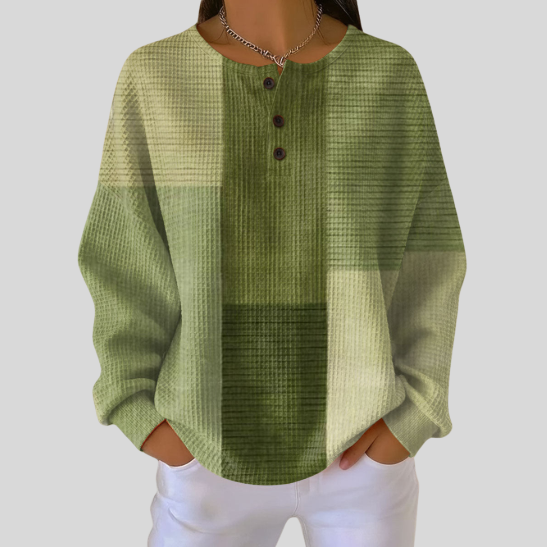 Ana | Zachte Henley-trui met Knoopdetail