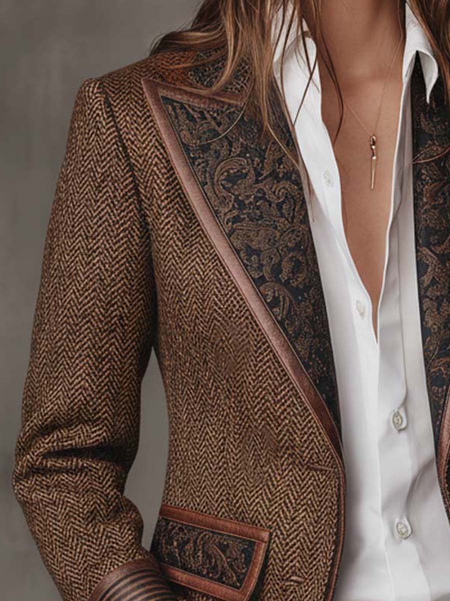Mariana | Blazer con inserciones y estampado en espiga