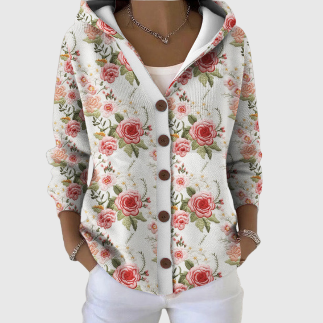 Flor | Chaqueta efecto punto con capucha