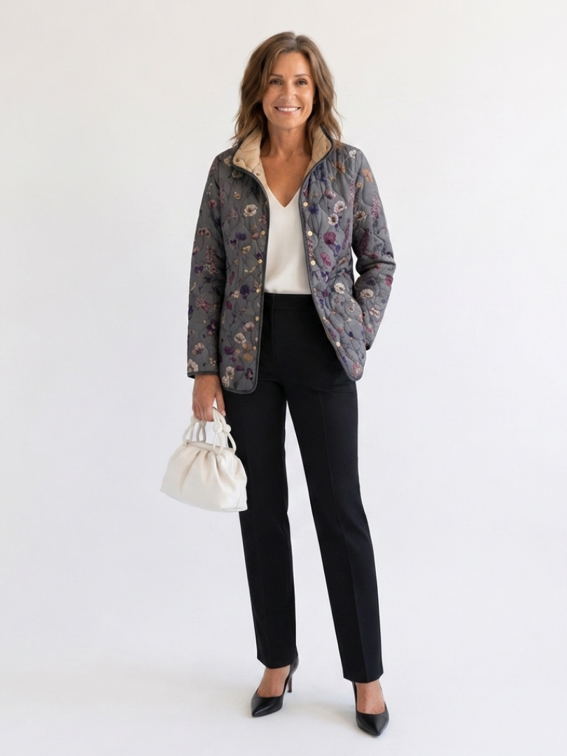 Natalia | Chaqueta acolchada con flores secas