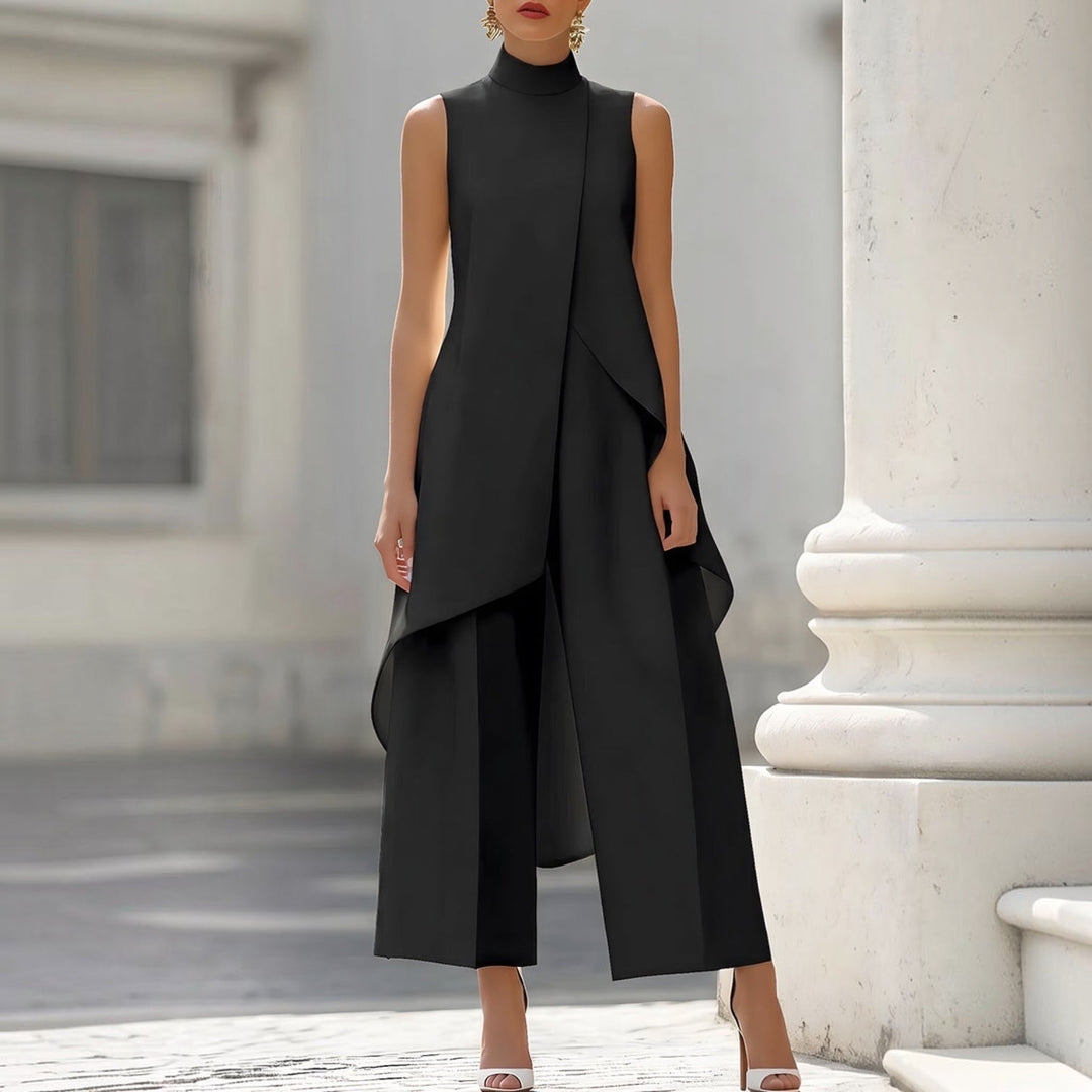 Valentina | Conjunto elegante con top drapeado y cuello alto