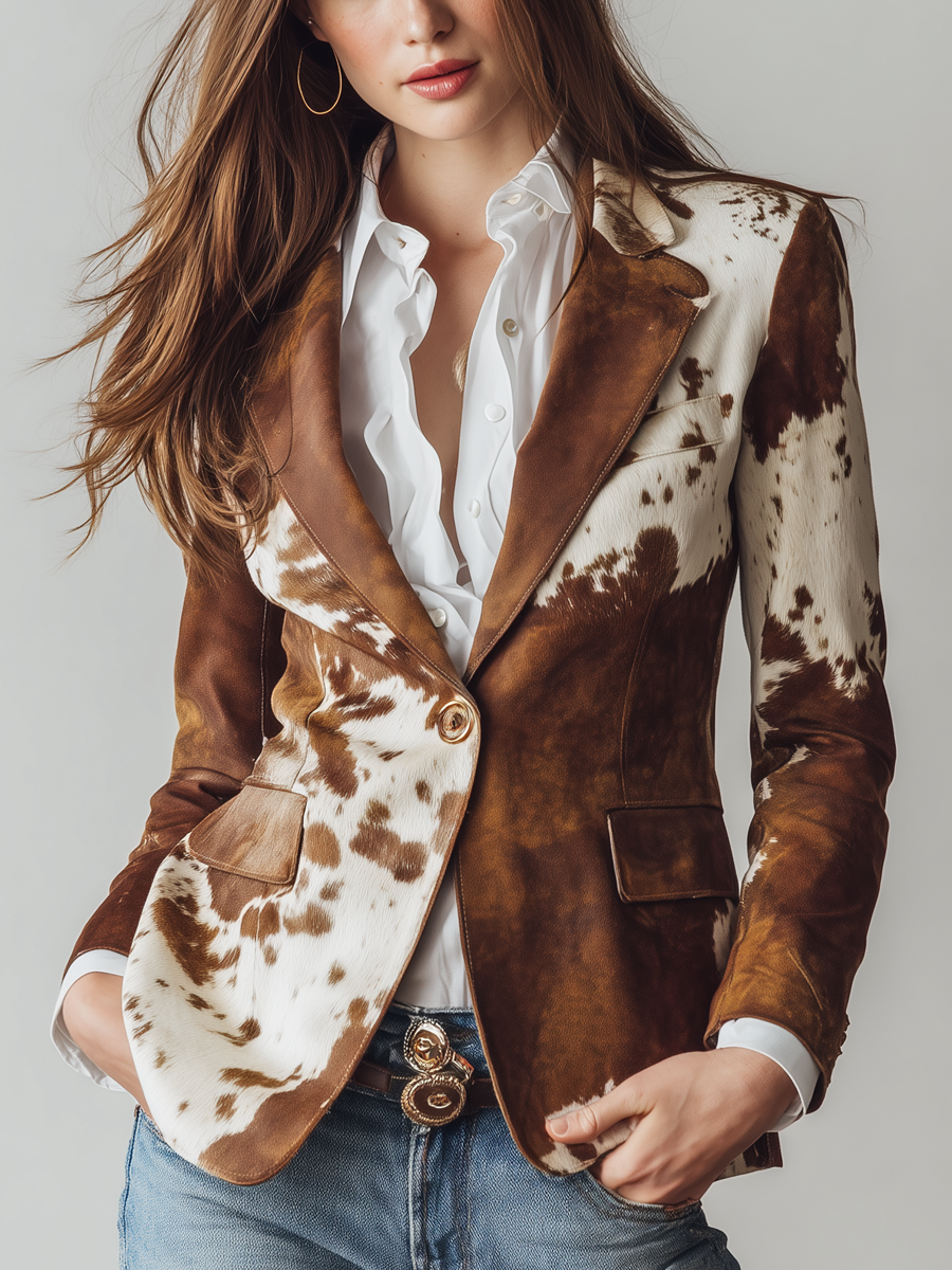 Ana | Blazer vintage con estampado de vaca, ecológico