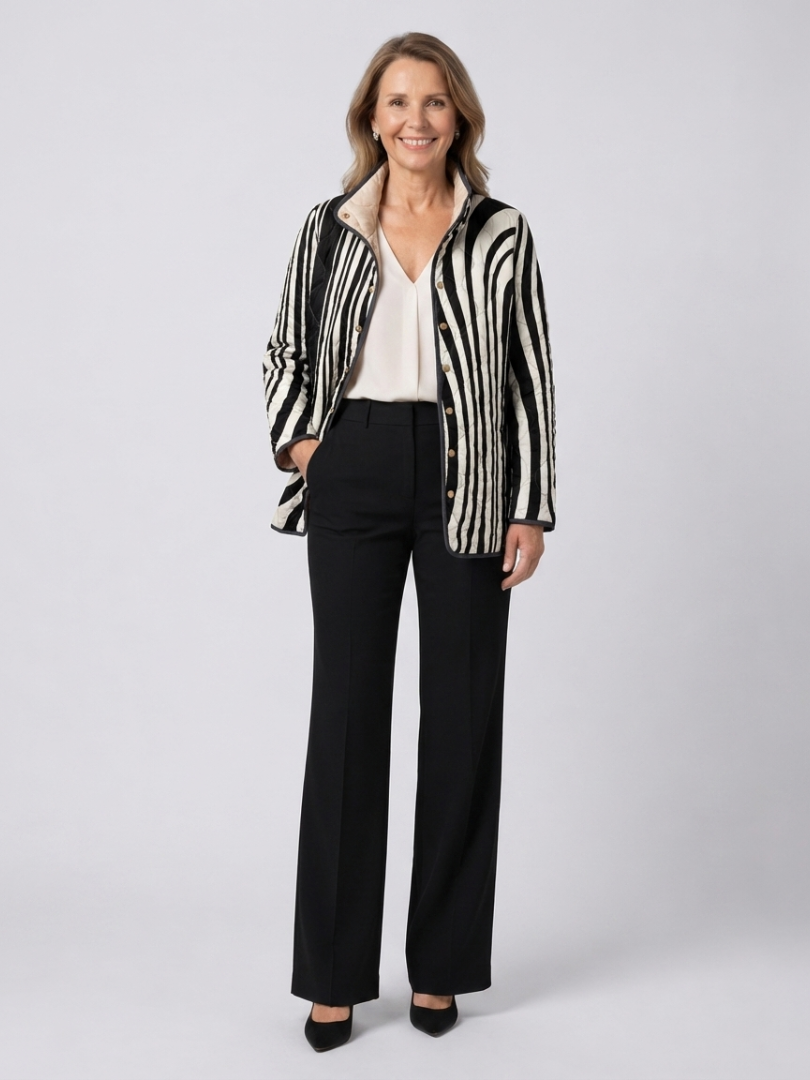Silvia | Chaqueta acolchada con estampado gráfico de cebra