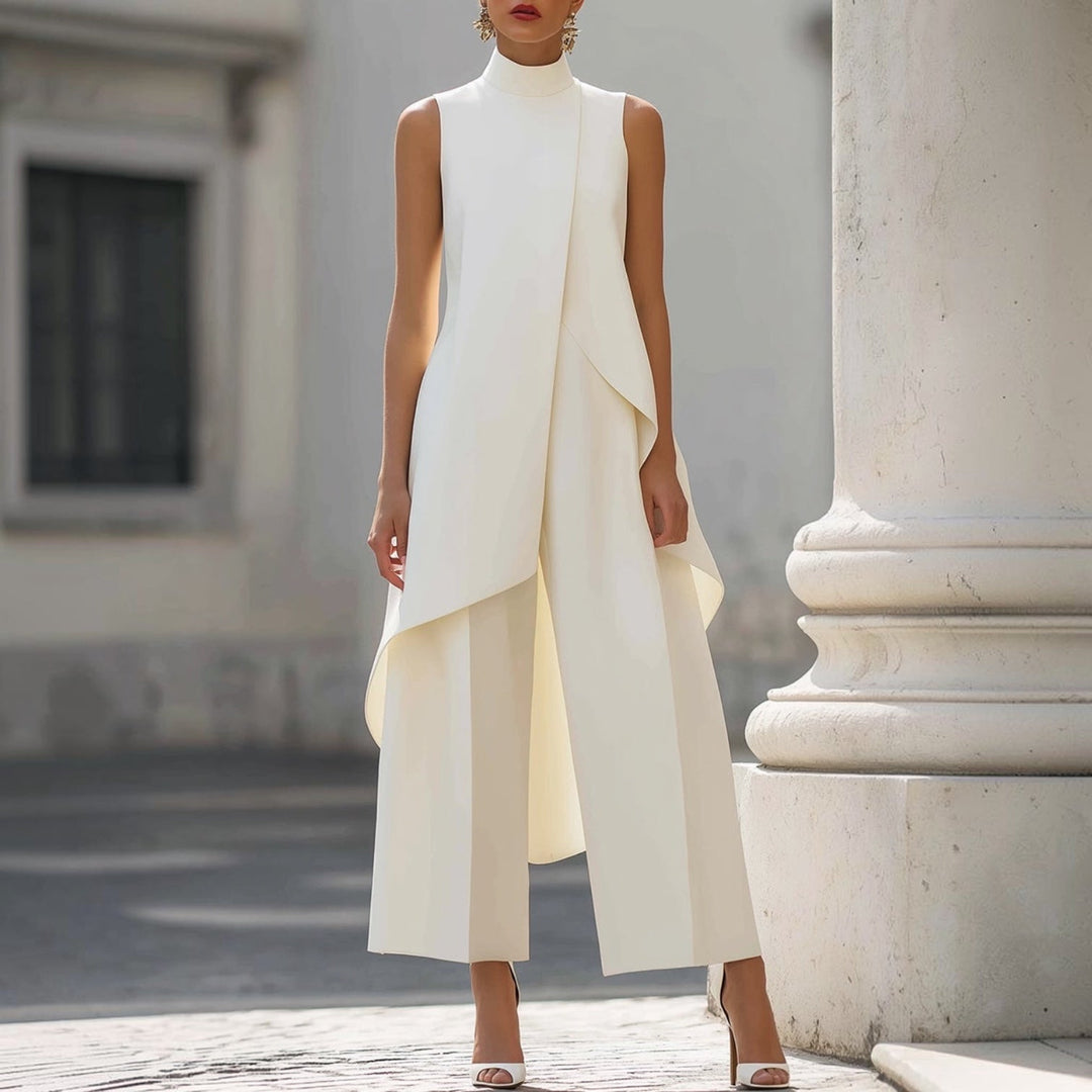 Valentina | Conjunto elegante con top drapeado y cuello alto