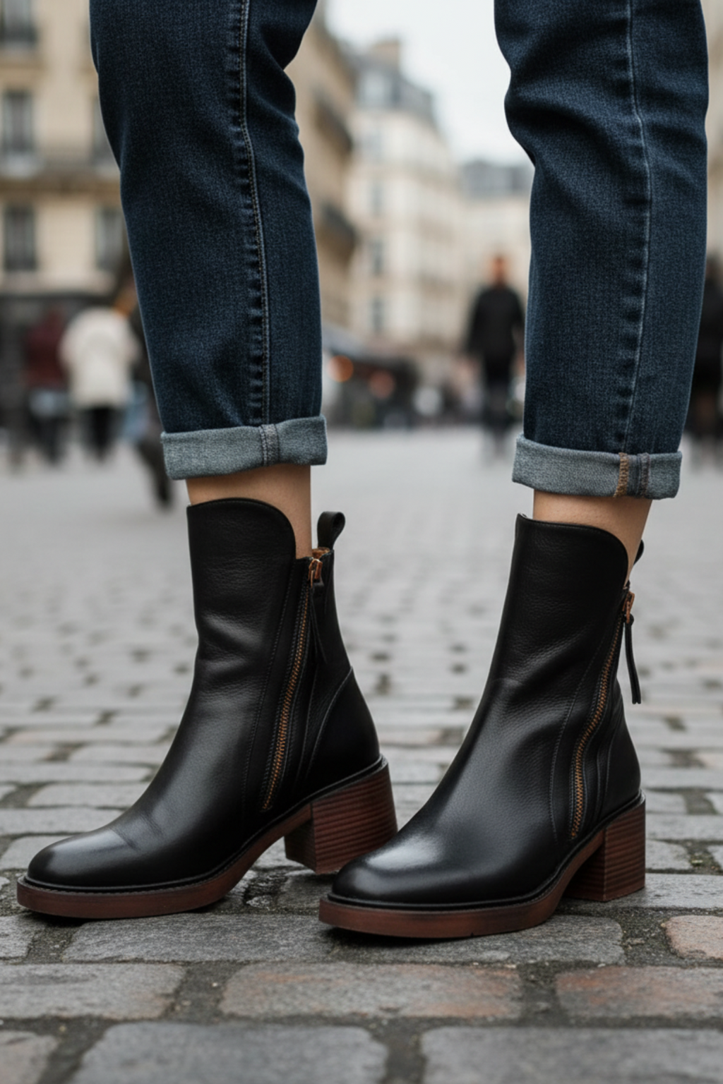 Patricia | Botas de cuero con tacón cuadrado