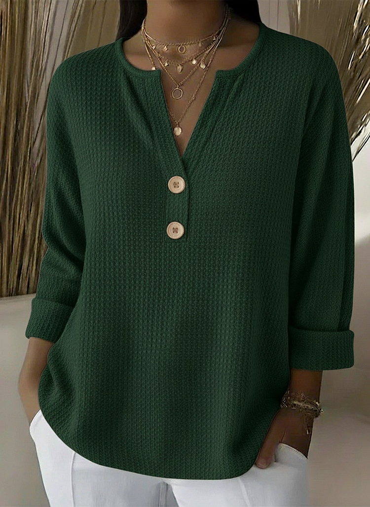 Lucia | Camiseta Henley con relieve y botones