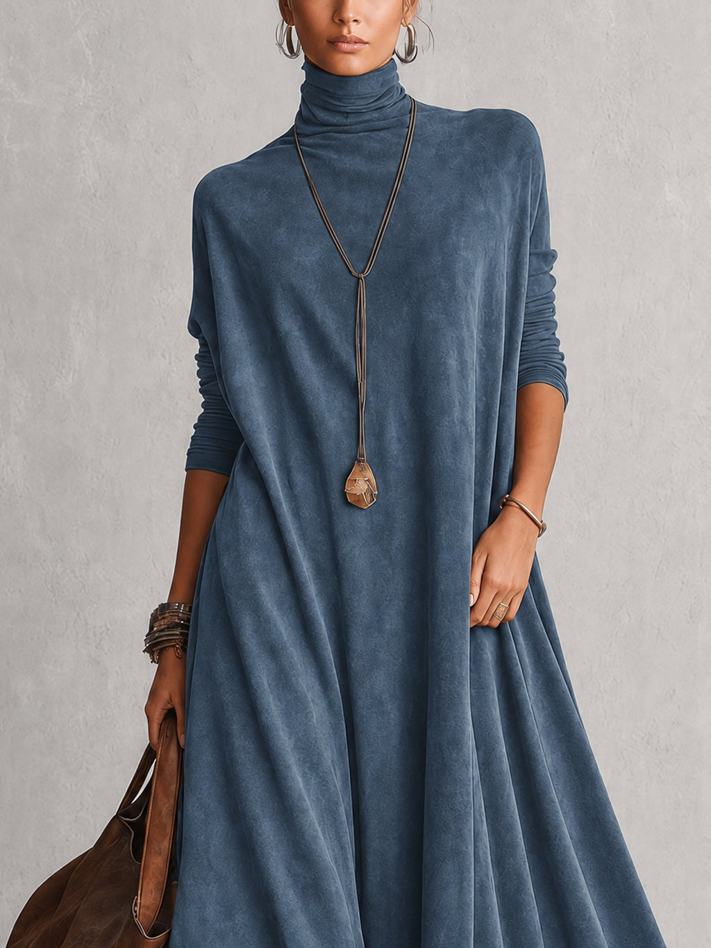 Amparo | Vestido largo con efecto ante y bajo de encaje