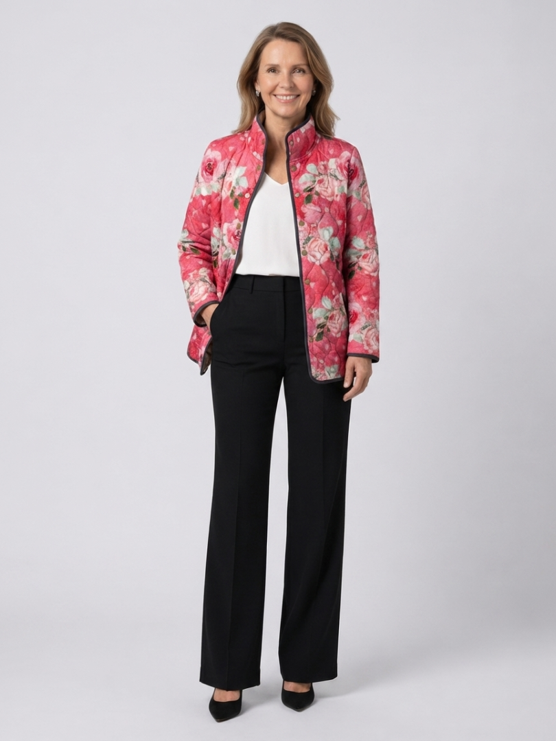 Cristina | Chaqueta acolchada con rosas empolvadas