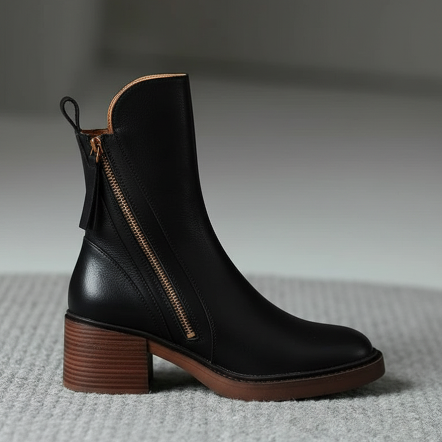 Patricia | Botas de cuero con tacón cuadrado