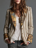 Susana | Blazer bohemio a rayas con cuello estampado