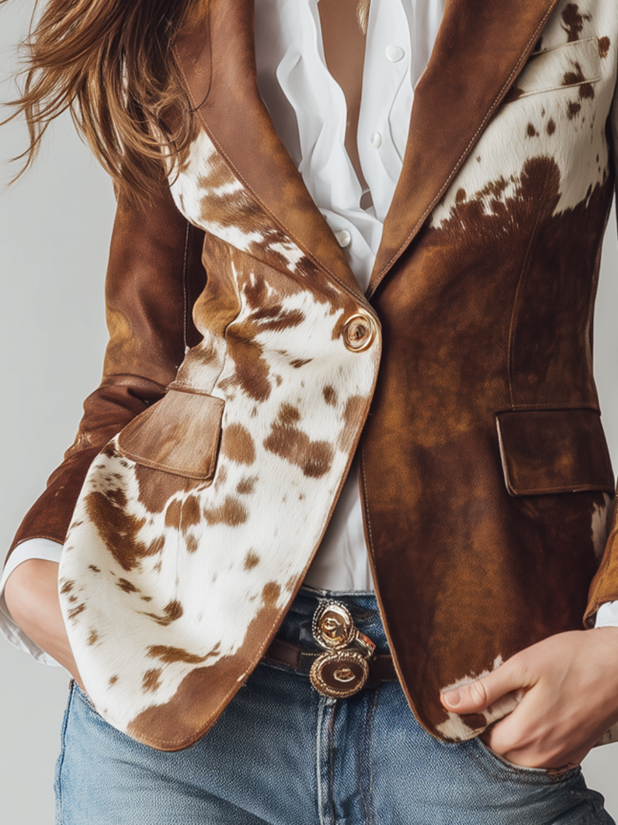 Ana | Blazer vintage con estampado de vaca, ecológico