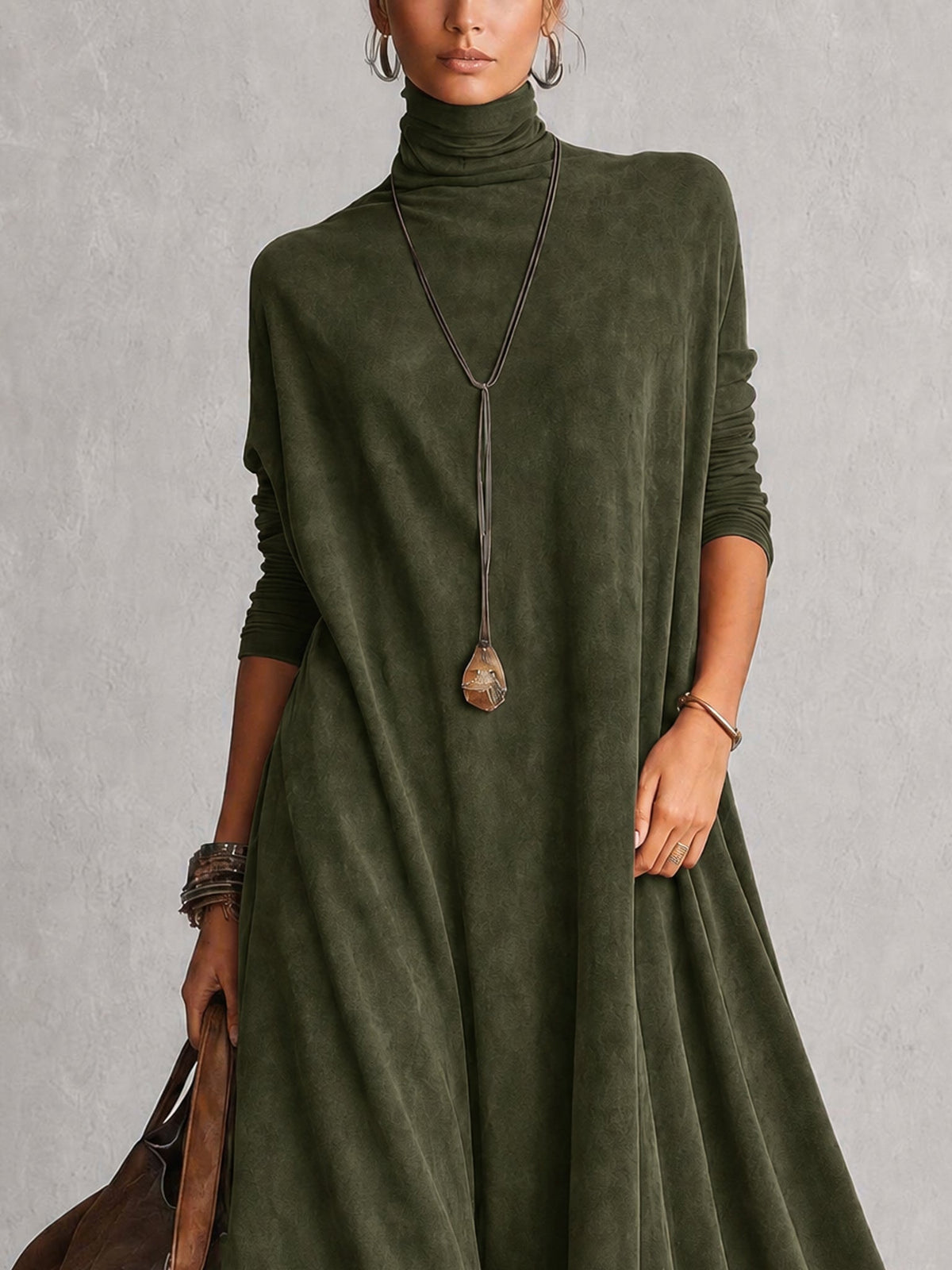 Amparo | Vestido largo con efecto ante y bajo de encaje