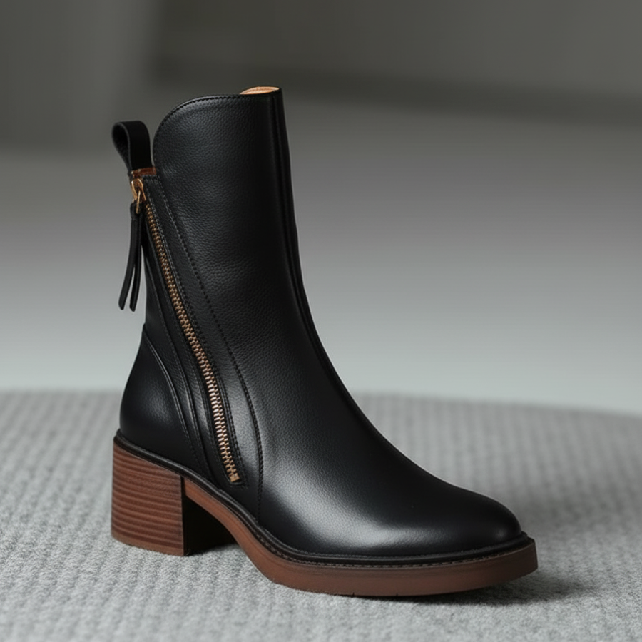 Patricia | Botas de cuero con tacón cuadrado