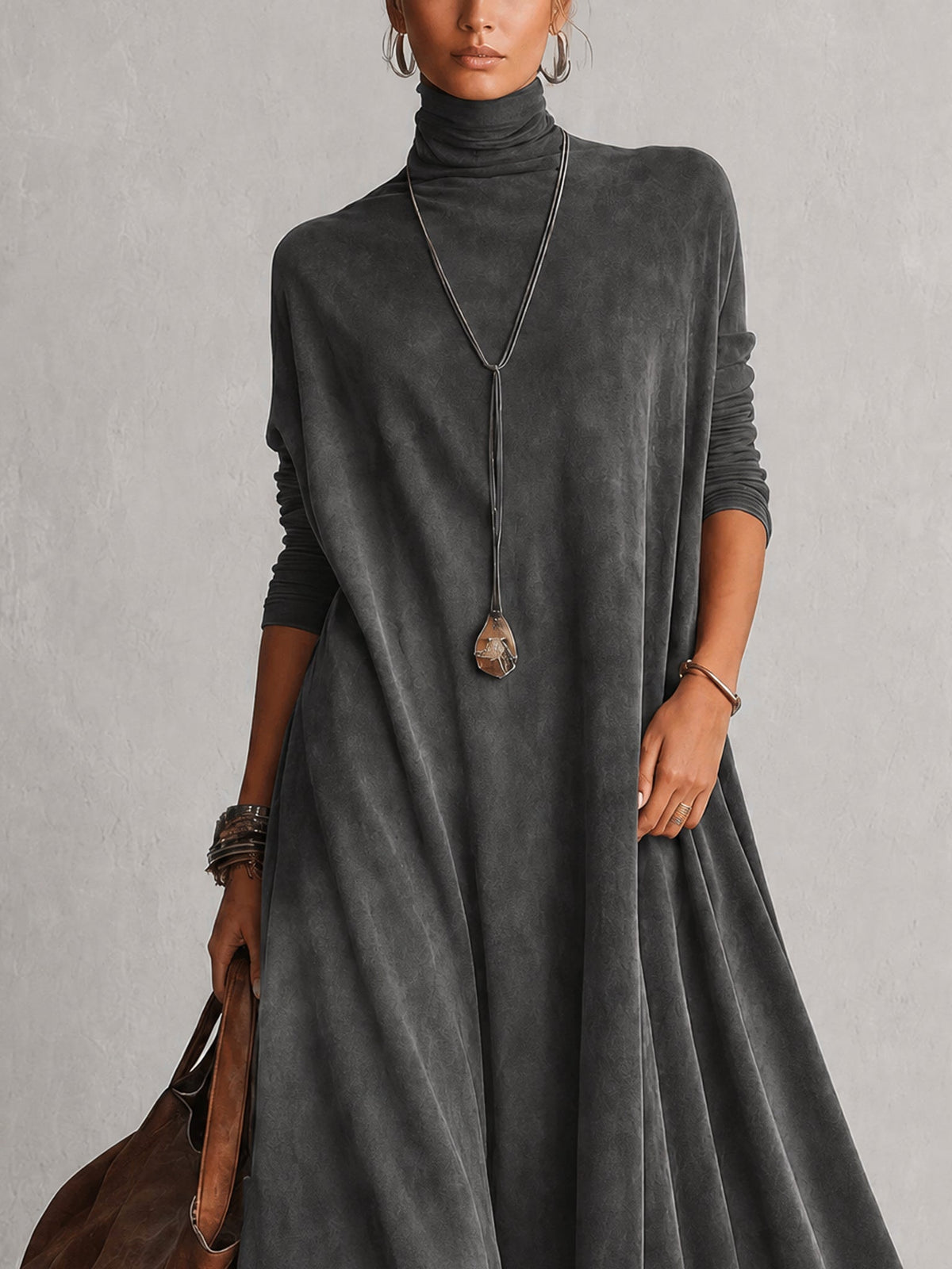 Amparo | Vestido largo con efecto ante y bajo de encaje