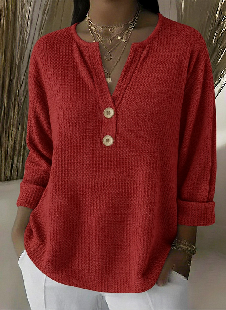Lucia | Camiseta Henley con relieve y botones
