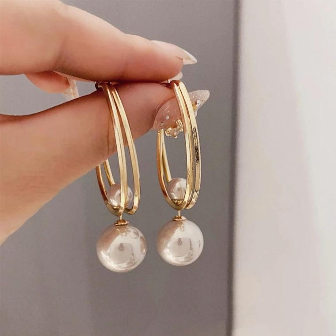 Pendientes vintage de oro con perlas