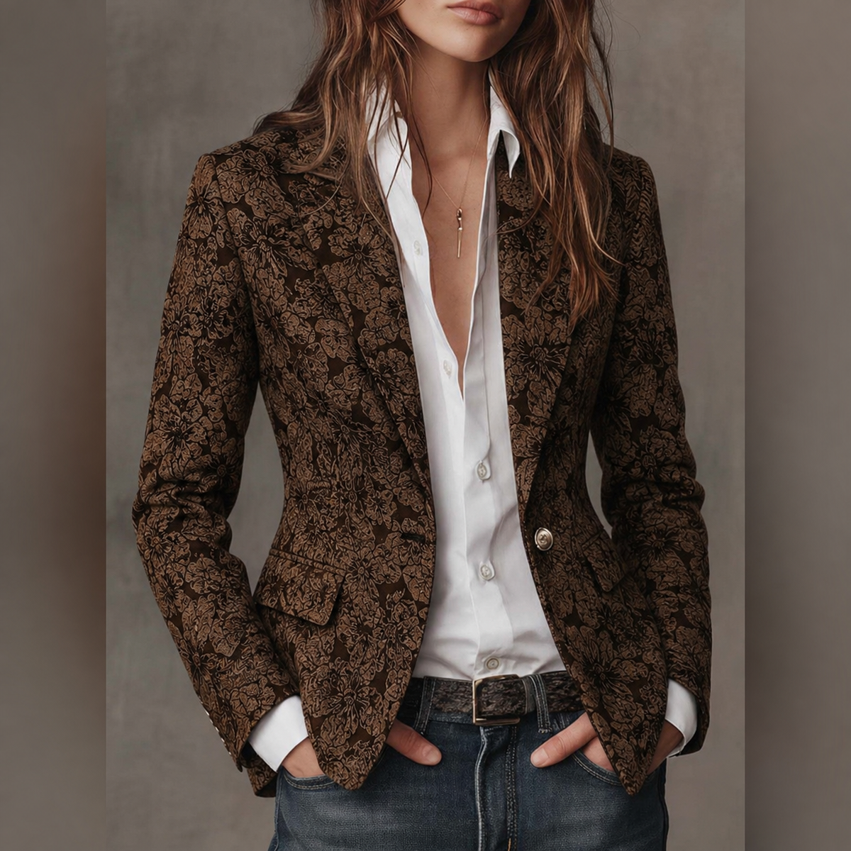 Ester | Blazer entallado de jacquard de cachemira