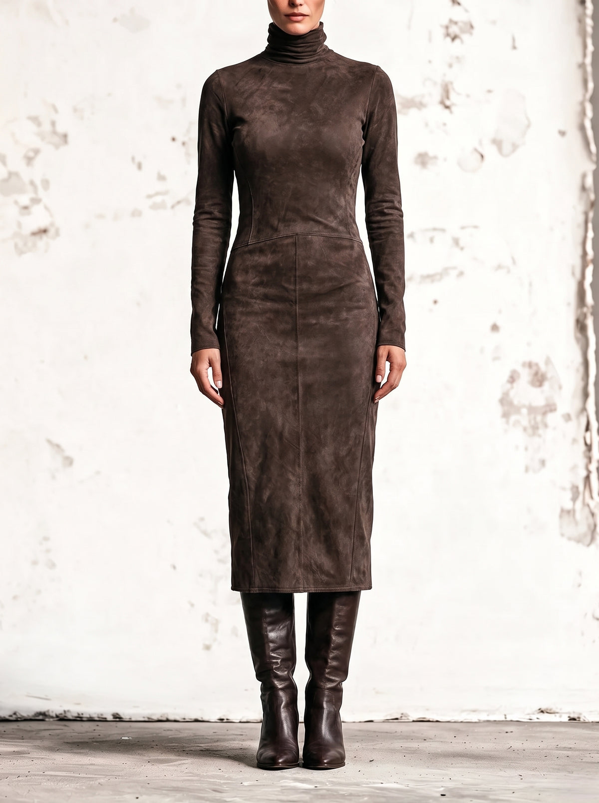 Leonela | Vestido midi largo marrón