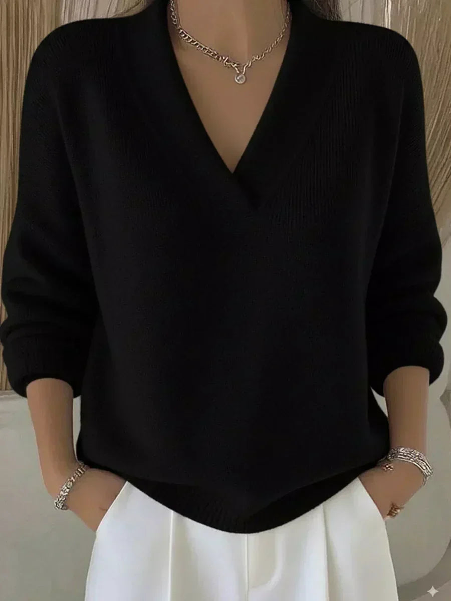 Morado | Jersey suave con cuello en V