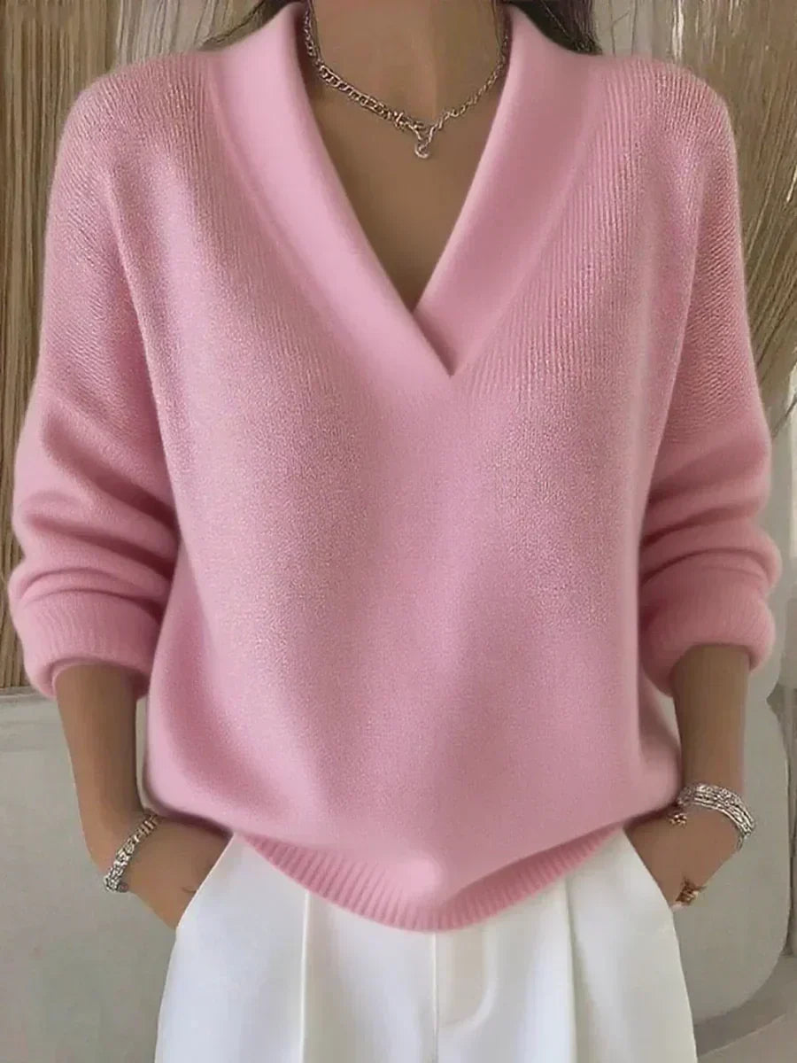 Morado | Jersey suave con cuello en V