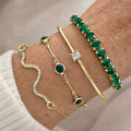 Conjunto de pulseras con piedras preciosas verdes