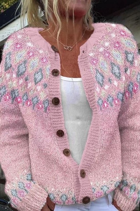 Julieta | Chaqueta de punto rosa con rombos