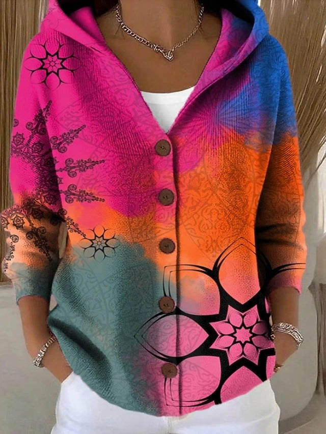 Amparo | Cárdigan estampado con capucha