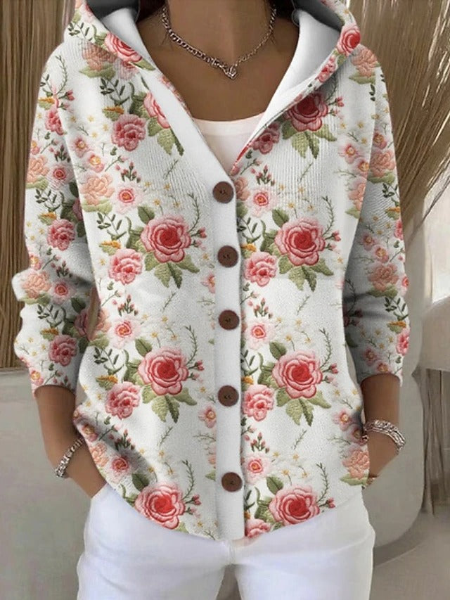 Amparo | Cárdigan estampado con capucha