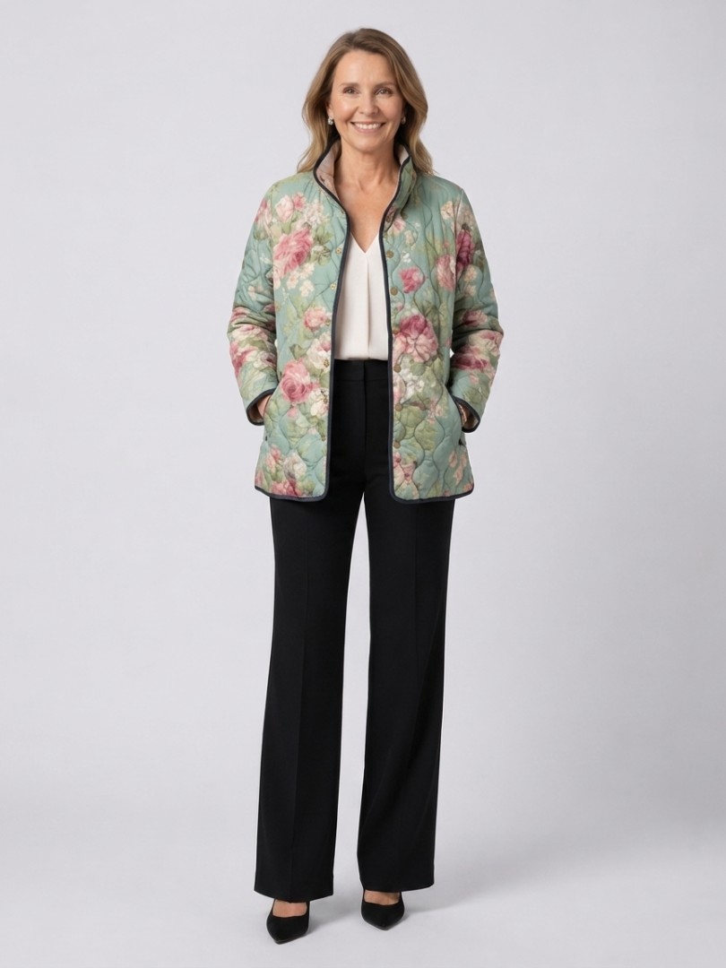 Maria | Chaqueta acolchada rosas claras de estilo antiguo