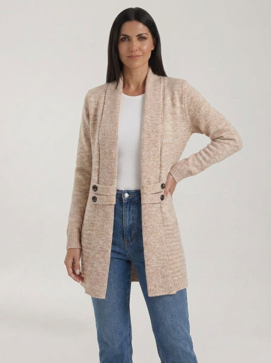 Maria | Elegante cárdigan de mujer: abertura delantera y cintura cosida