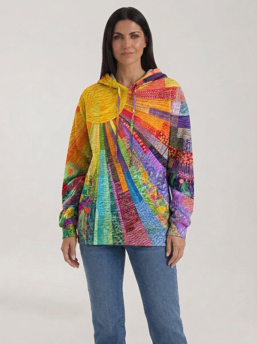 Daniela | Sudadera con capucha de estilo bohemio con diseño multicolor de retazos