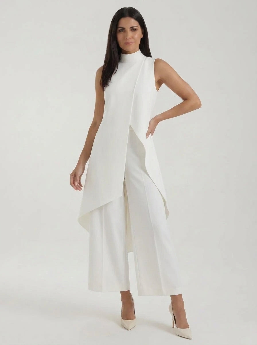 Valentina | Conjunto elegante con top drapeado y cuello alto