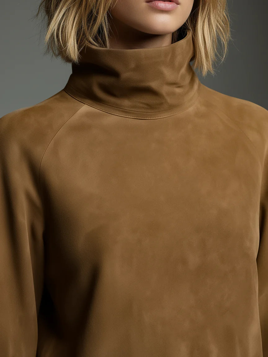 Bibiana | Minivestido oversize de ante sintético con cuello alto