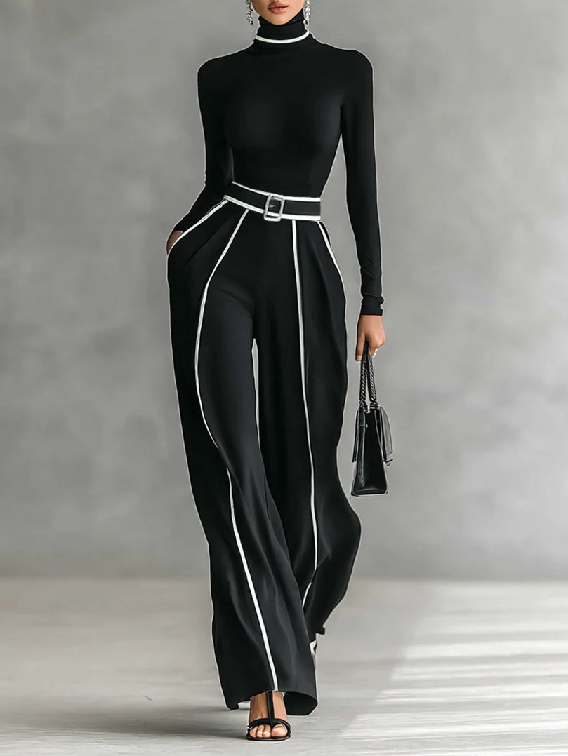 Ema | Conjunto elegante con cuello alto y pantalón ancho