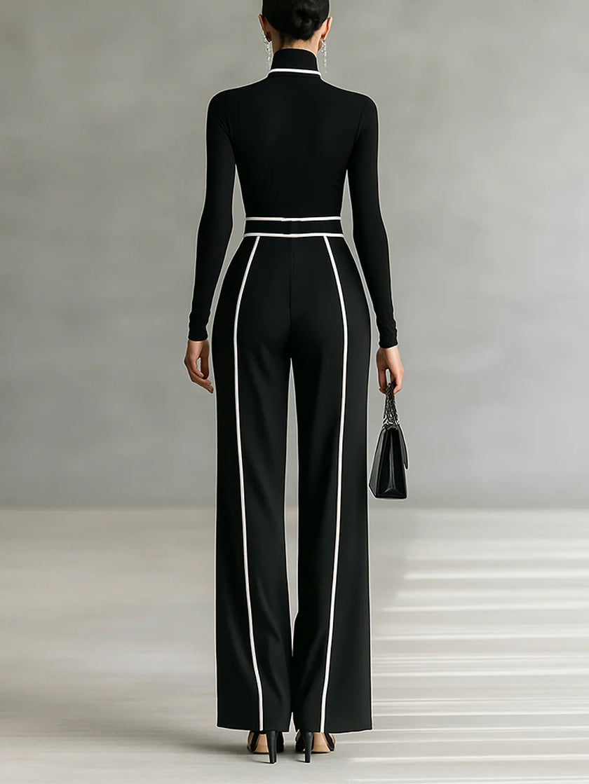 Ema | Conjunto elegante con cuello alto y pantalón ancho