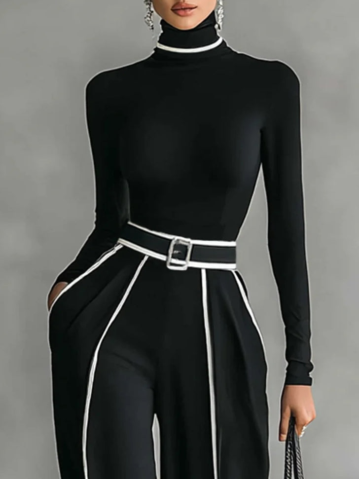 Ema | Conjunto elegante con cuello alto y pantalón ancho