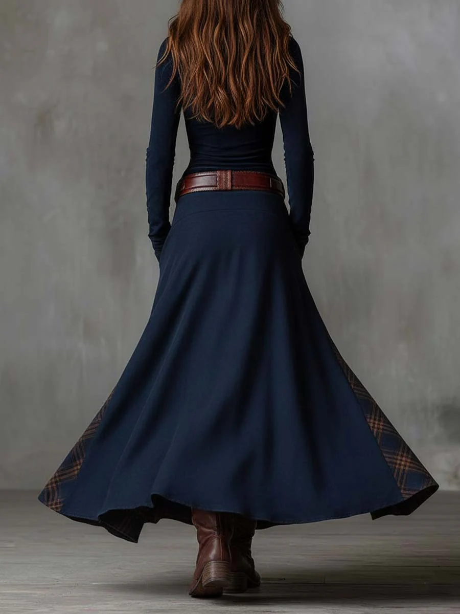 Élis | Vestido largo de ante sintético con cinturón
